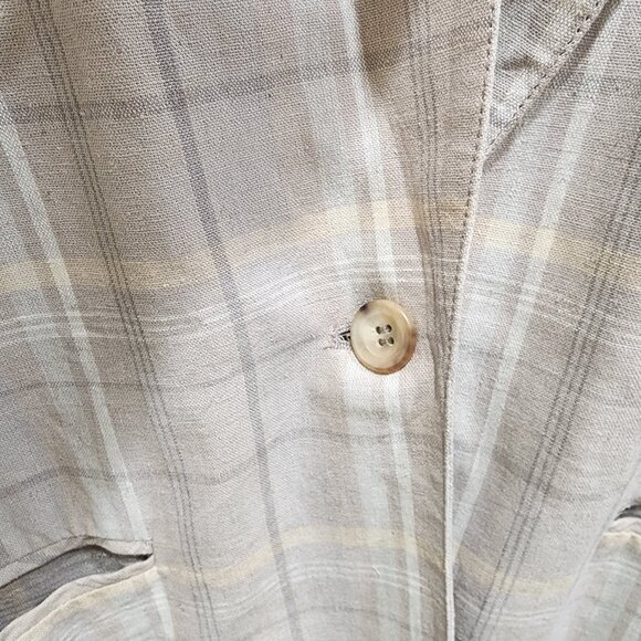 Requirements Women' Linen Blend Plaid Blazer - Beige Checkered - Size 12 - Picture 6 of 12